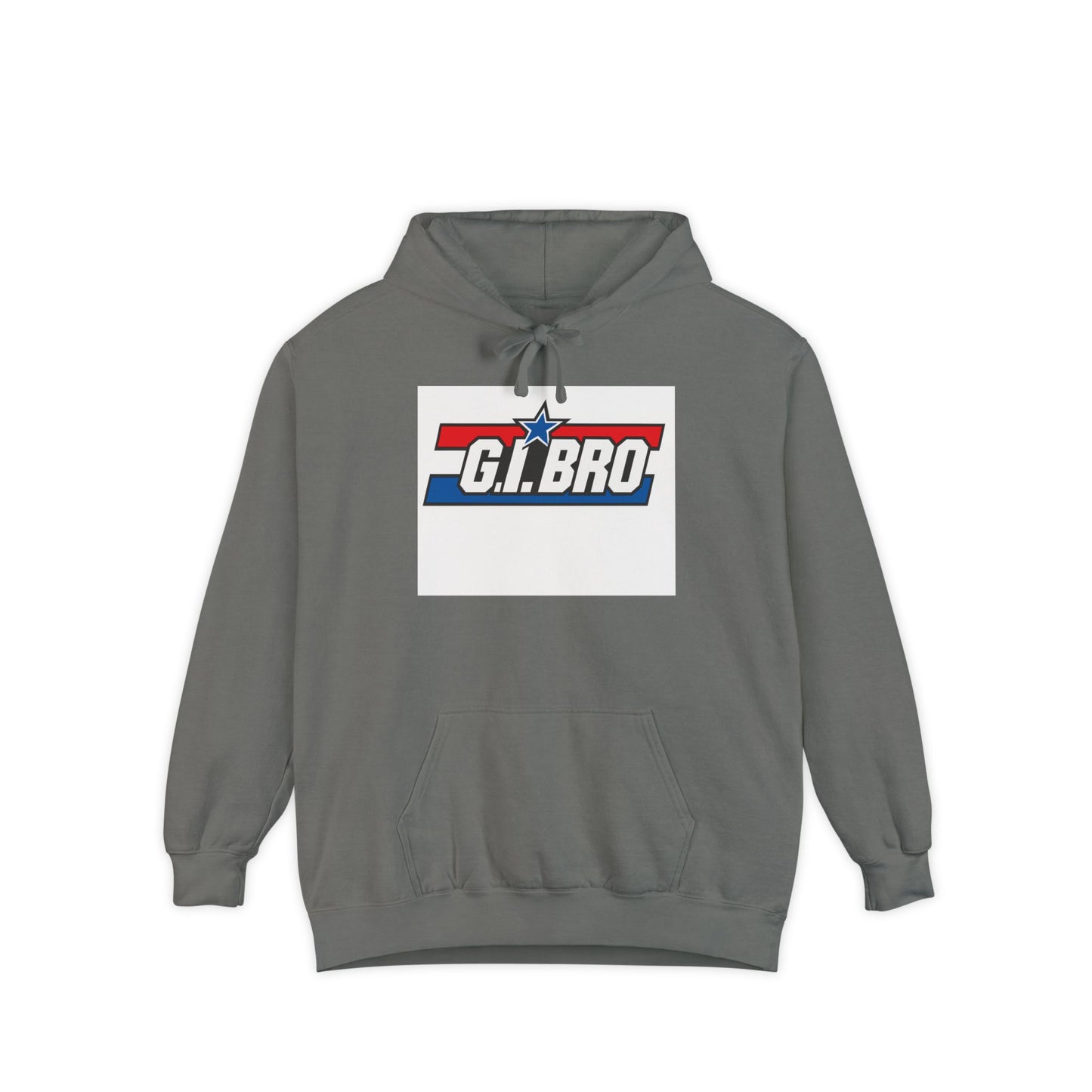 Patriotic G.I. Bro Hoodie - Unisex Garment-Dyed, Military Tribute, Vintage Style, Gift for Veterans, Casual Wear, Memorial Day
