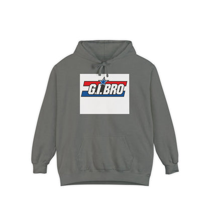 Patriotic G.I. Bro Hoodie - Unisex Garment-Dyed, Military Tribute, Vintage Style, Gift for Veterans, Casual Wear, Memorial Day
