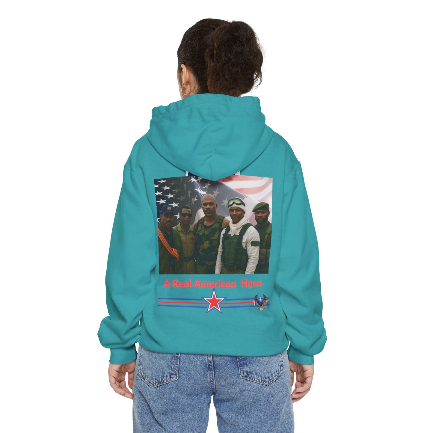 Patriotic G.I. Bro Hoodie - Unisex Garment-Dyed, Military Tribute, Vintage Style, Gift for Veterans, Casual Wear, Memorial Day