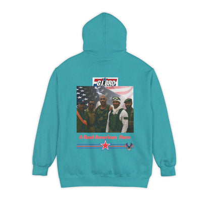 Patriotic G.I. Bro Hoodie - Unisex Garment-Dyed, Military Tribute, Vintage Style, Gift for Veterans, Casual Wear, Memorial Day