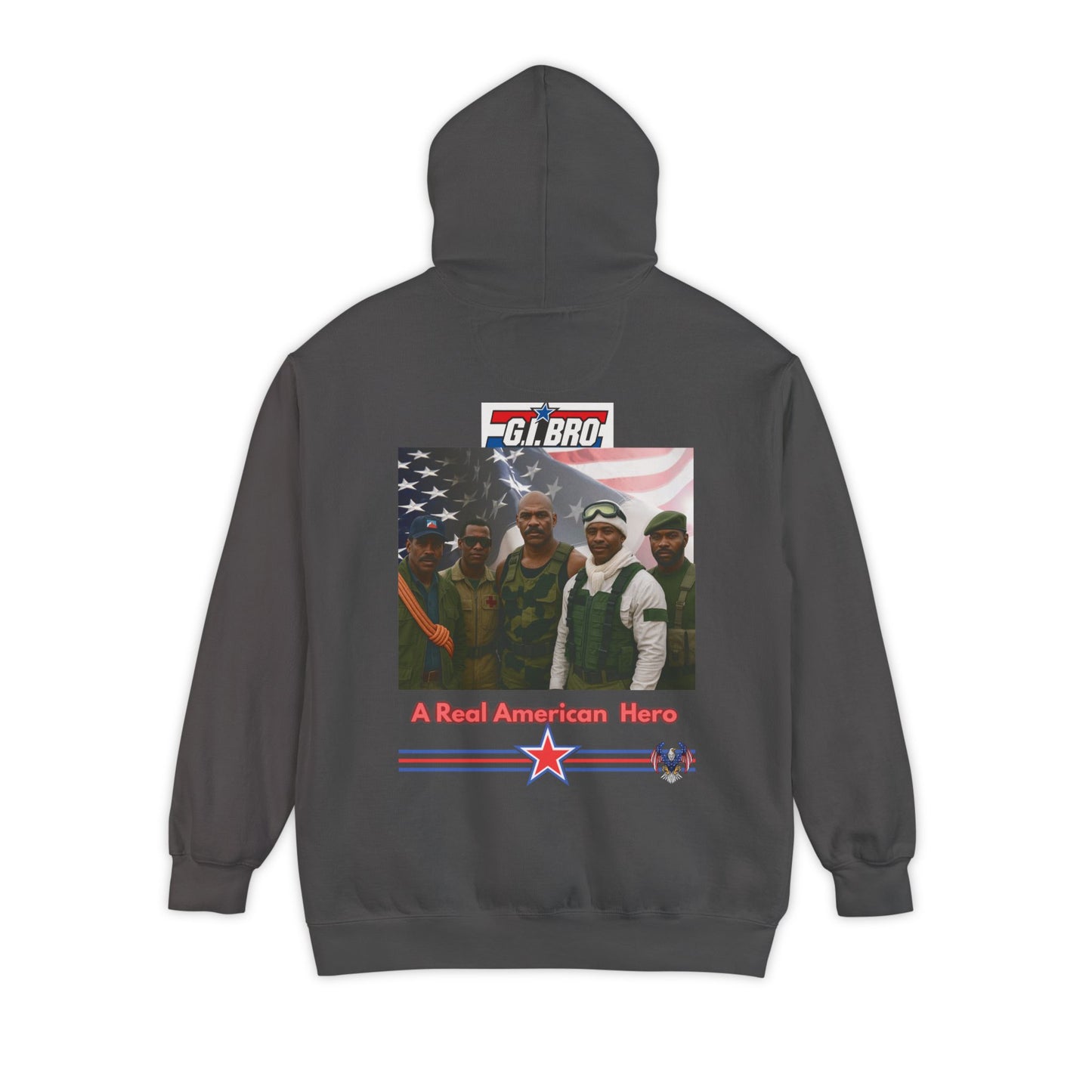 Patriotic G.I. Bro Hoodie - Unisex Garment-Dyed, Military Tribute, Vintage Style, Gift for Veterans, Casual Wear, Memorial Day