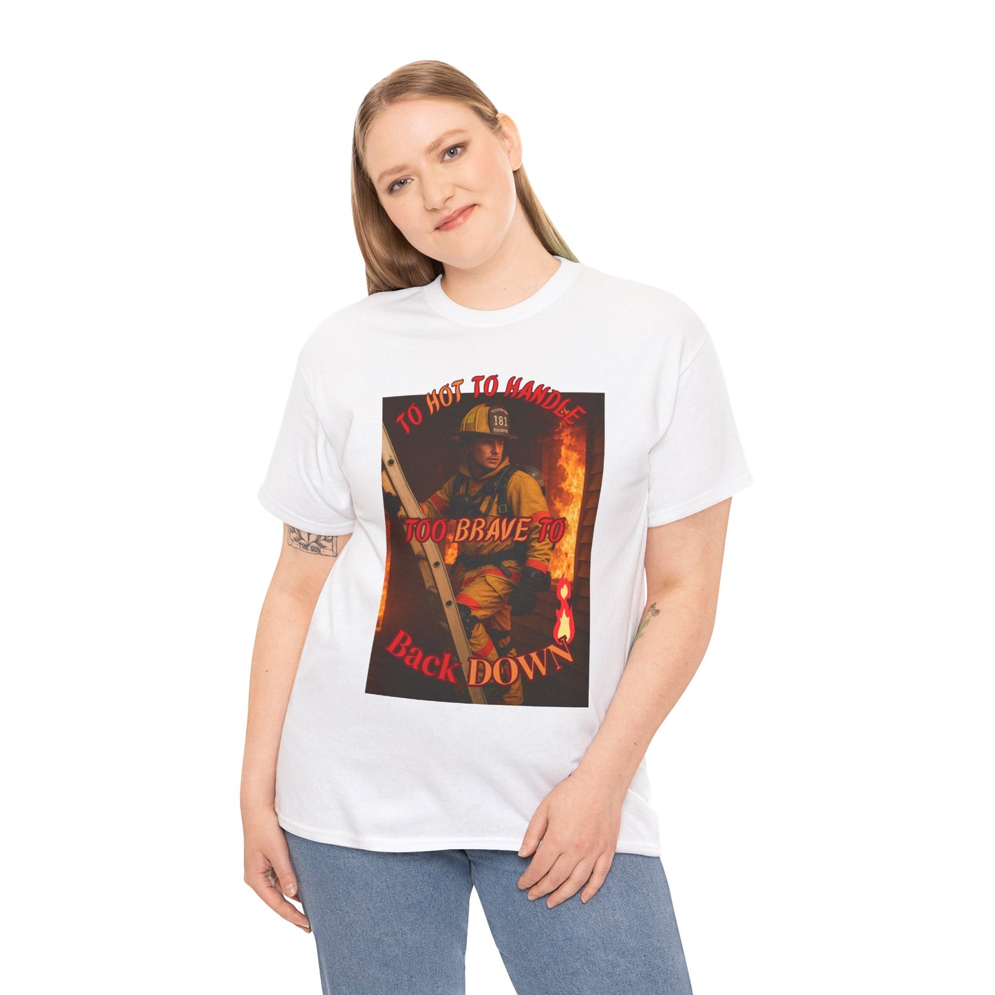 Heroic Firefighter Tee - Unisex Heavy Cotton Shirt, First Responder Gift, Thank You T-Shirt, Casual Wear, Patriotic Apparel