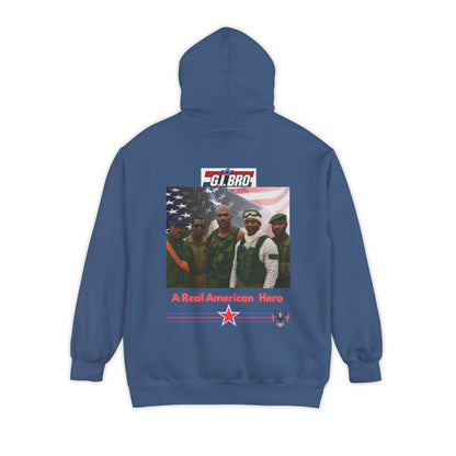Patriotic G.I. Bro Hoodie - Unisex Garment-Dyed, Military Tribute, Vintage Style, Gift for Veterans, Casual Wear, Memorial Day