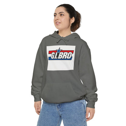 Patriotic G.I. Bro Hoodie - Unisex Garment-Dyed, Military Tribute, Vintage Style, Gift for Veterans, Casual Wear, Memorial Day