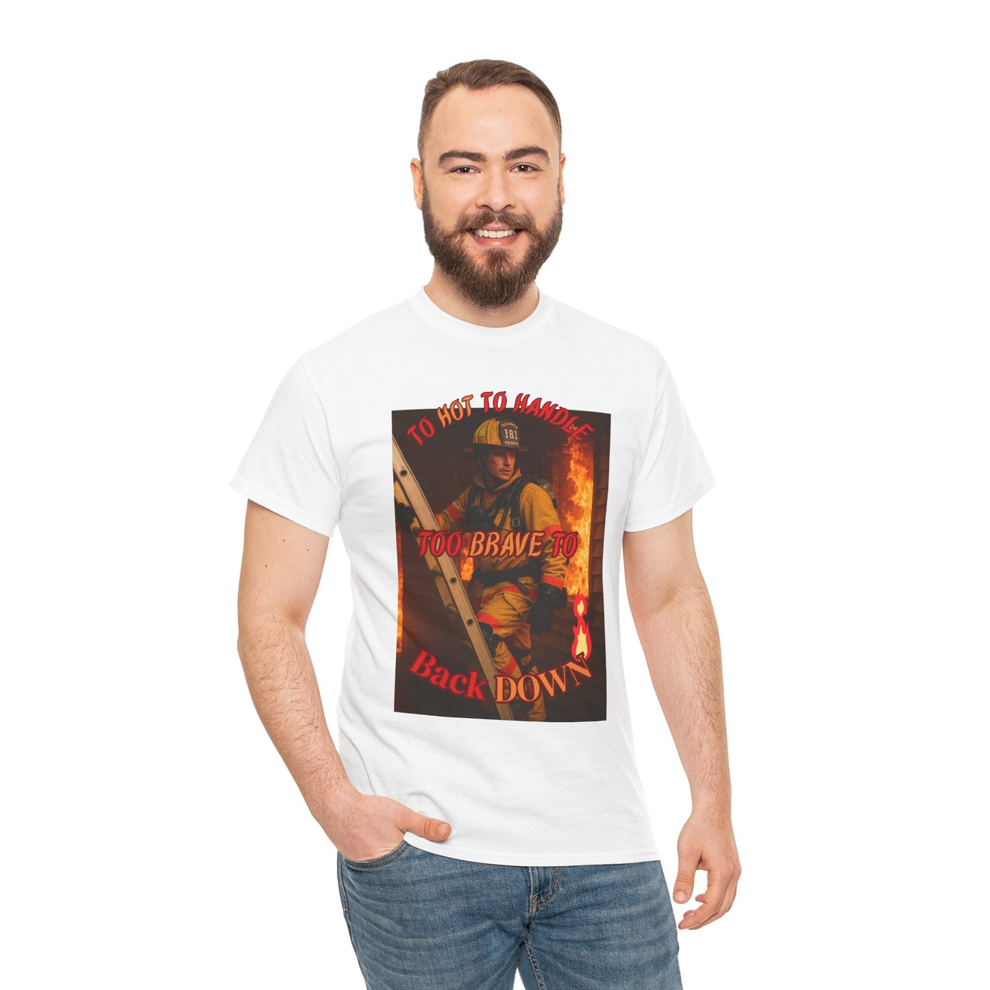 Heroic Firefighter Tee - Unisex Heavy Cotton Shirt, First Responder Gift, Thank You T-Shirt, Casual Wear, Patriotic Apparel