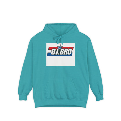 Patriotic G.I. Bro Hoodie - Unisex Garment-Dyed, Military Tribute, Vintage Style, Gift for Veterans, Casual Wear, Memorial Day