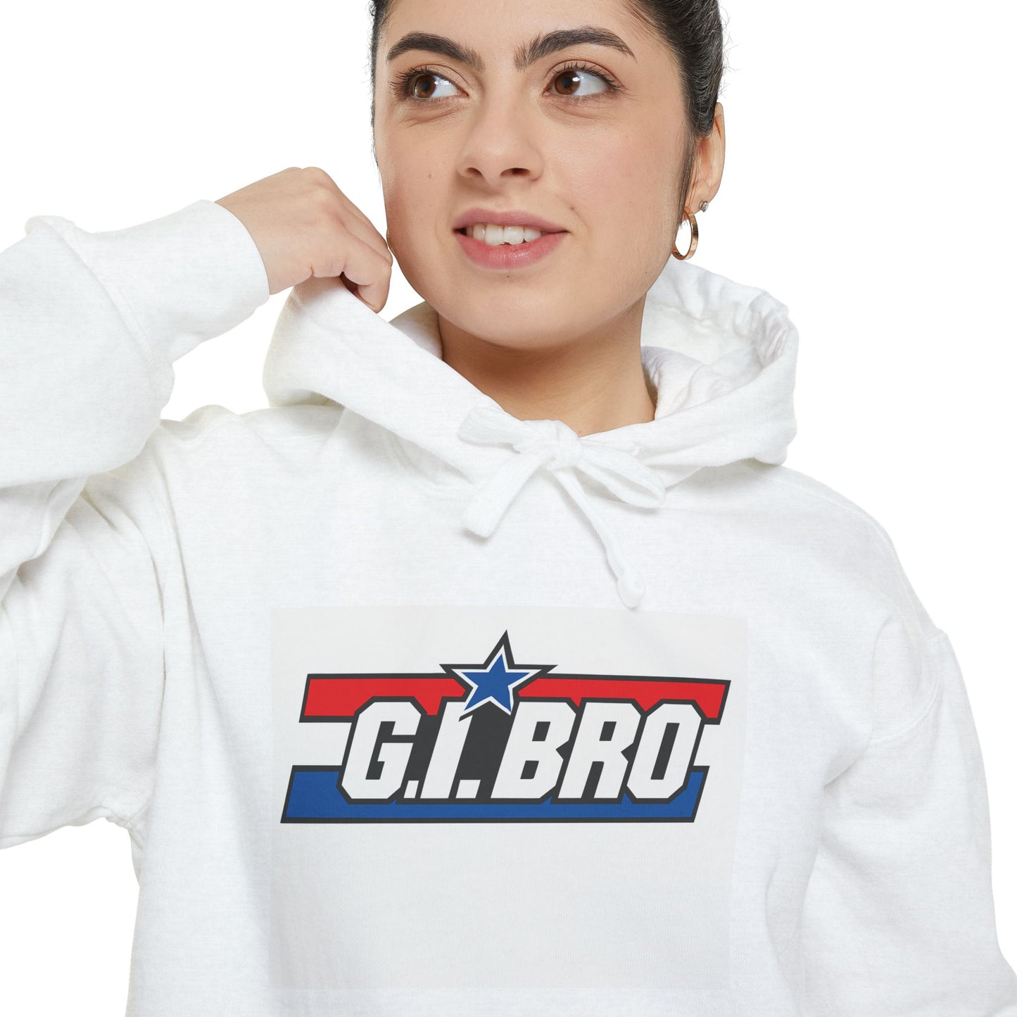 Patriotic G.I. Bro Hoodie - Unisex Garment-Dyed, Military Tribute, Vintage Style, Gift for Veterans, Casual Wear, Memorial Day