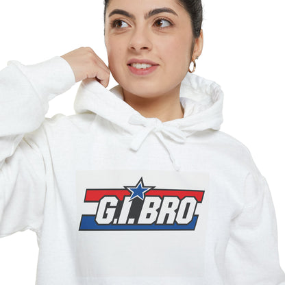 Patriotic G.I. Bro Hoodie - Unisex Garment-Dyed, Military Tribute, Vintage Style, Gift for Veterans, Casual Wear, Memorial Day