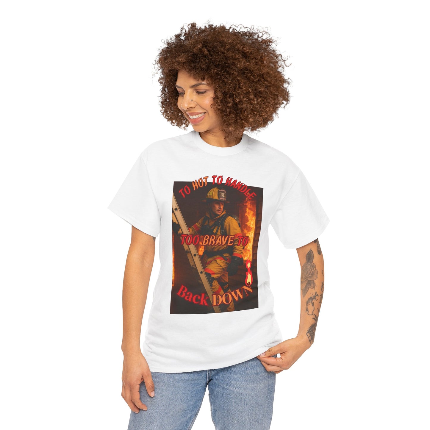 Heroic Firefighter Tee - Unisex Heavy Cotton Shirt, First Responder Gift, Thank You T-Shirt, Casual Wear, Patriotic Apparel