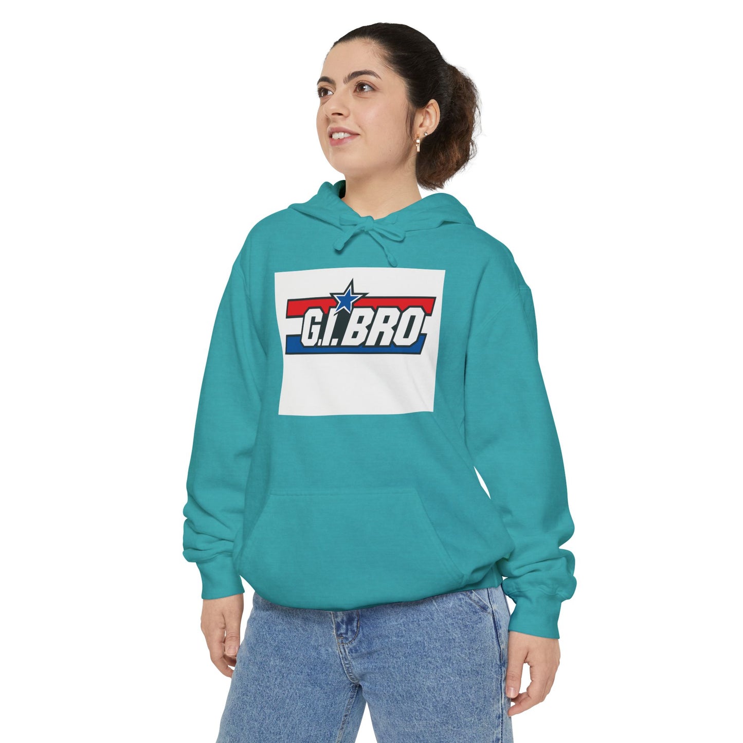 Patriotic G.I. Bro Hoodie - Unisex Garment-Dyed, Military Tribute, Vintage Style, Gift for Veterans, Casual Wear, Memorial Day