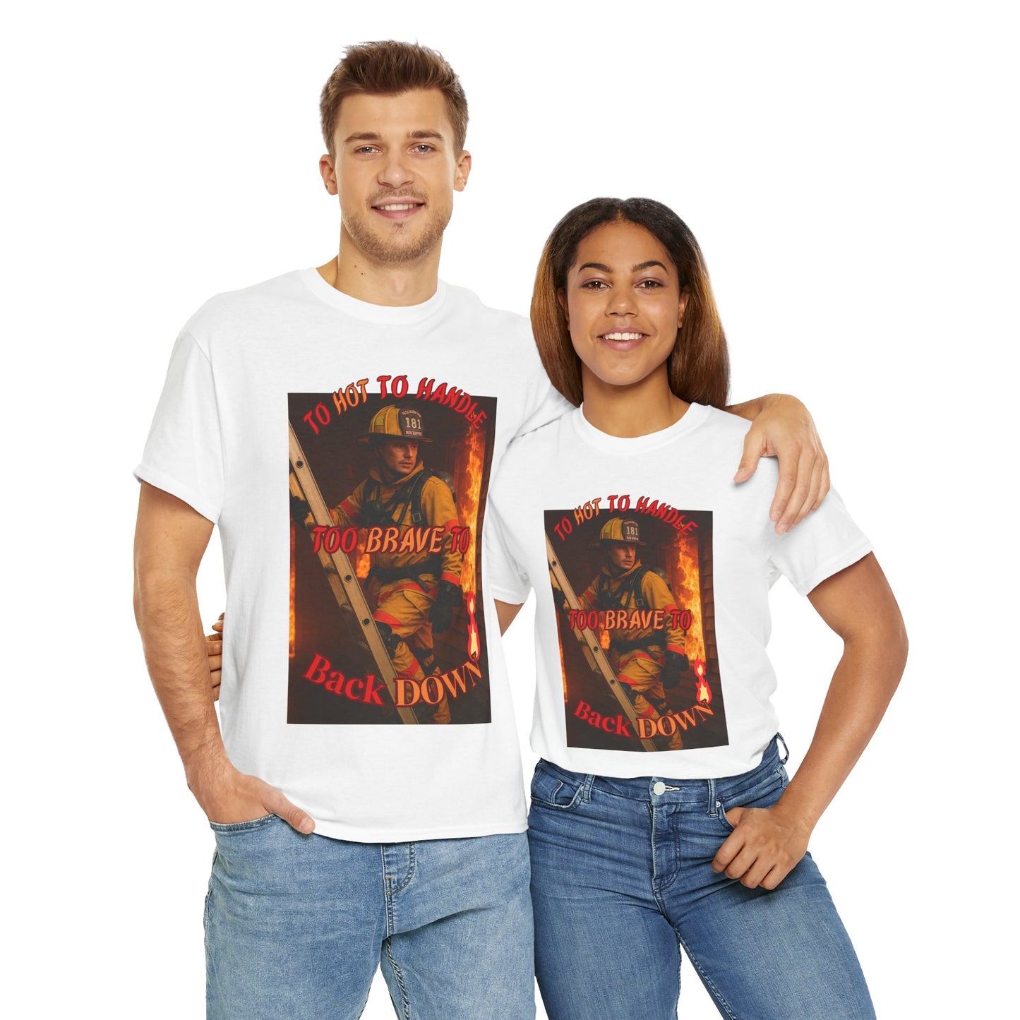 Heroic Firefighter Tee - Unisex Heavy Cotton Shirt, First Responder Gift, Thank You T-Shirt, Casual Wear, Patriotic Apparel