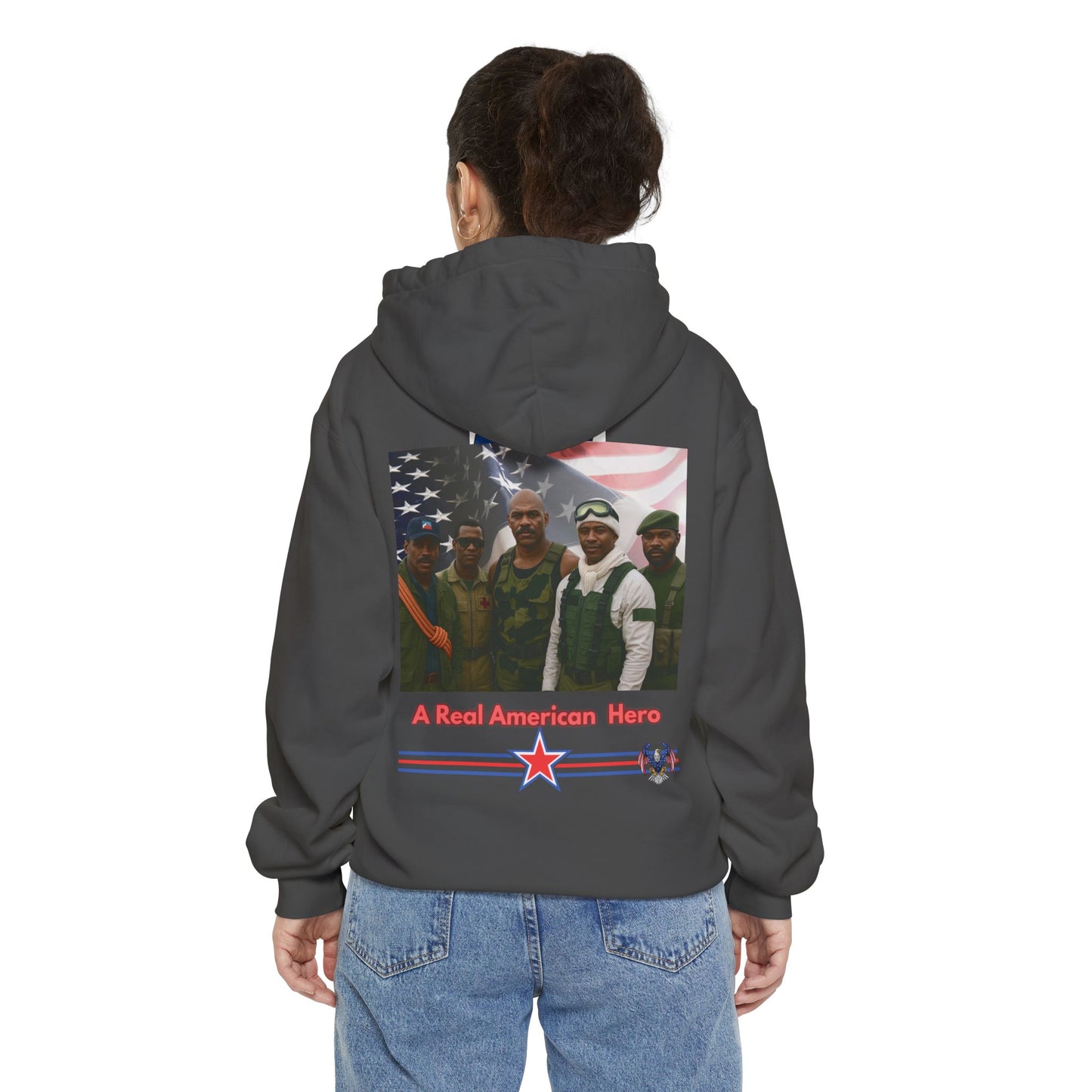 Patriotic G.I. Bro Hoodie - Unisex Garment-Dyed, Military Tribute, Vintage Style, Gift for Veterans, Casual Wear, Memorial Day