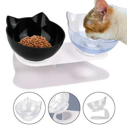 Ergonomic Double Pet Bowl Set – Non-Slip, Raised Stand for Dogs & Cats