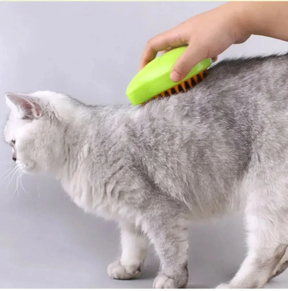 3-in-1 Electric Pet Grooming Steam Brush – Massage, Shedding & Spraying Tool